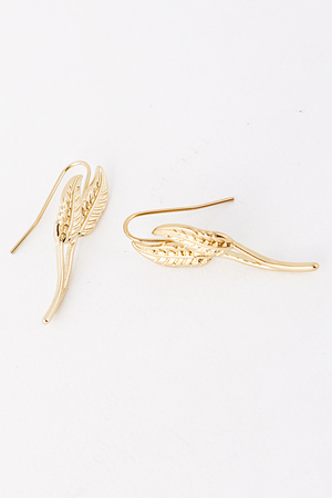 Two Leaf Bundle Hook Stud Earring 5CCG4
